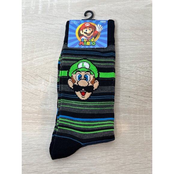 Super Mario Bros Luigi Socks Crazy Fun Graphic Novelty Dad Gift Wacky Silly Mens - Picture 1 of 4
